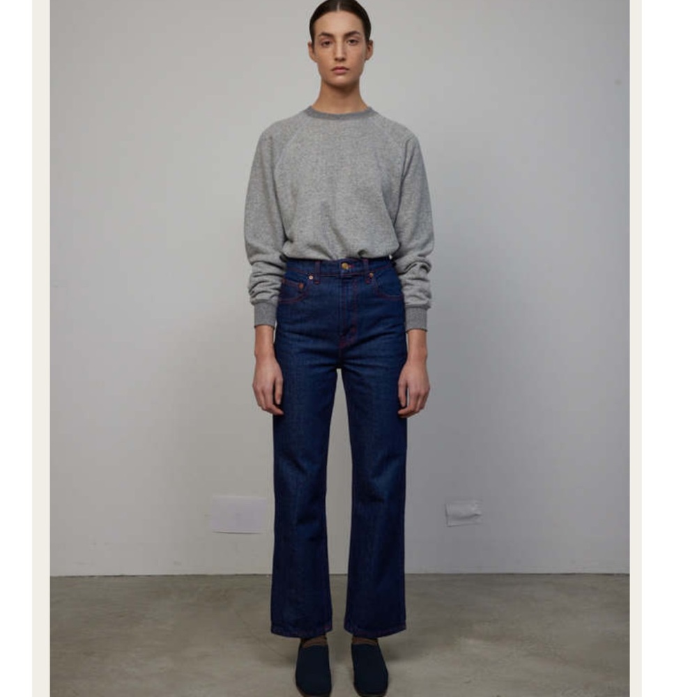 B side blue jeans Plein High Straight Jeans rise indigo